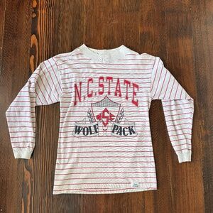 Vintage 80's North Carolina NC State WolfPack Long Sleeve T-shirt Size Small